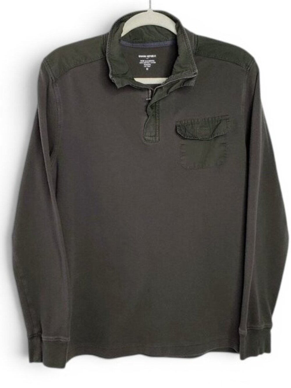 Banana Republic Weathered One Pocket Pullover Long Sleeve Polo Sweater Shirt M